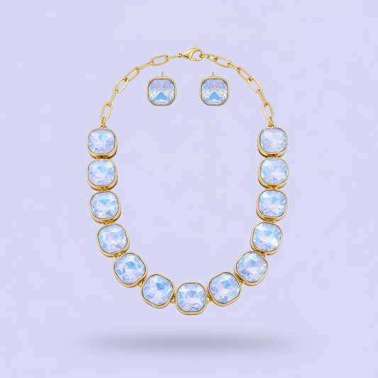 Purple opal square necklace