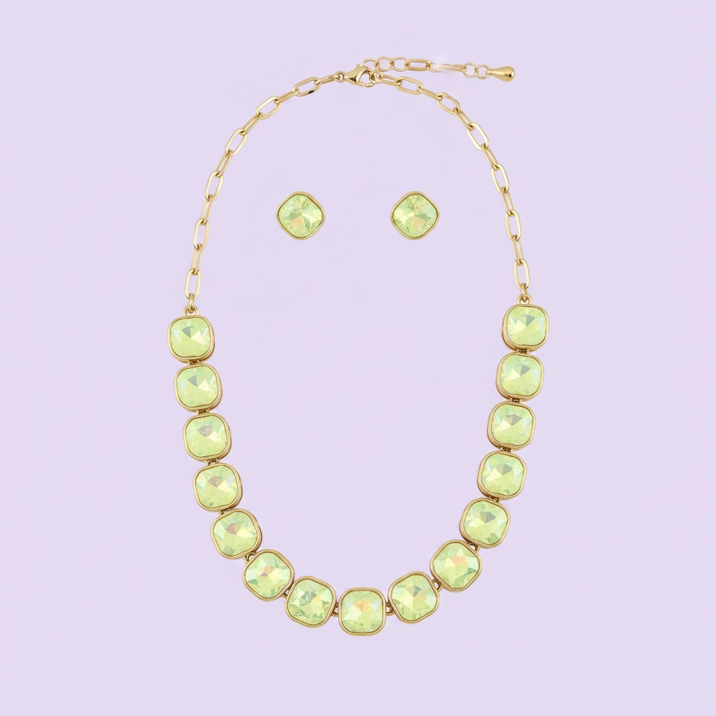 Yellow opal square necklace