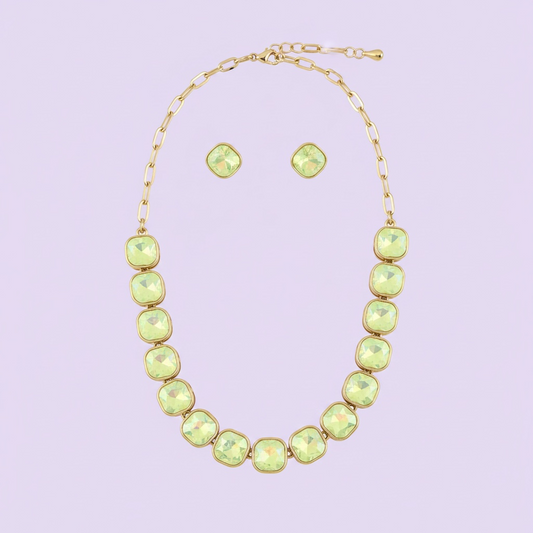 Yellow opal square necklace