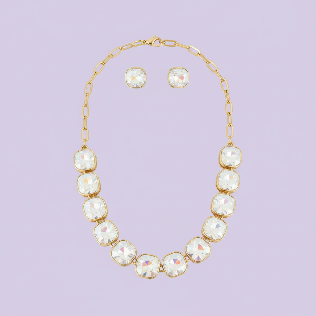 AB opal square necklace