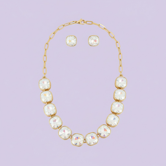 AB opal square necklace