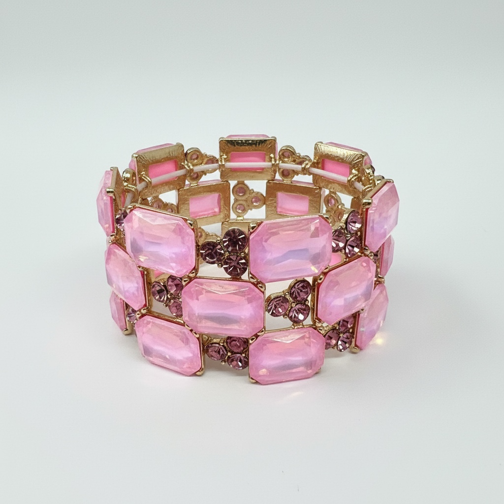 Pink opal rectangle bracelet