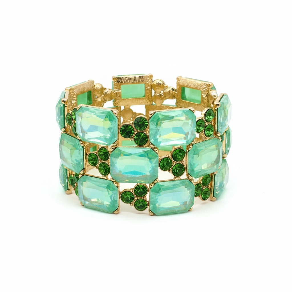 Green opal rectangle bracelet