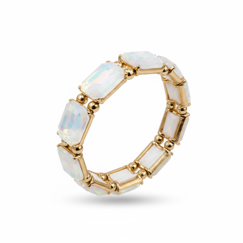 Clear opal dainty rectangle bracelet