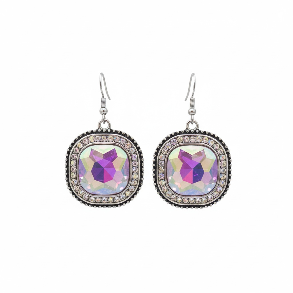 AB square with black trim earrings