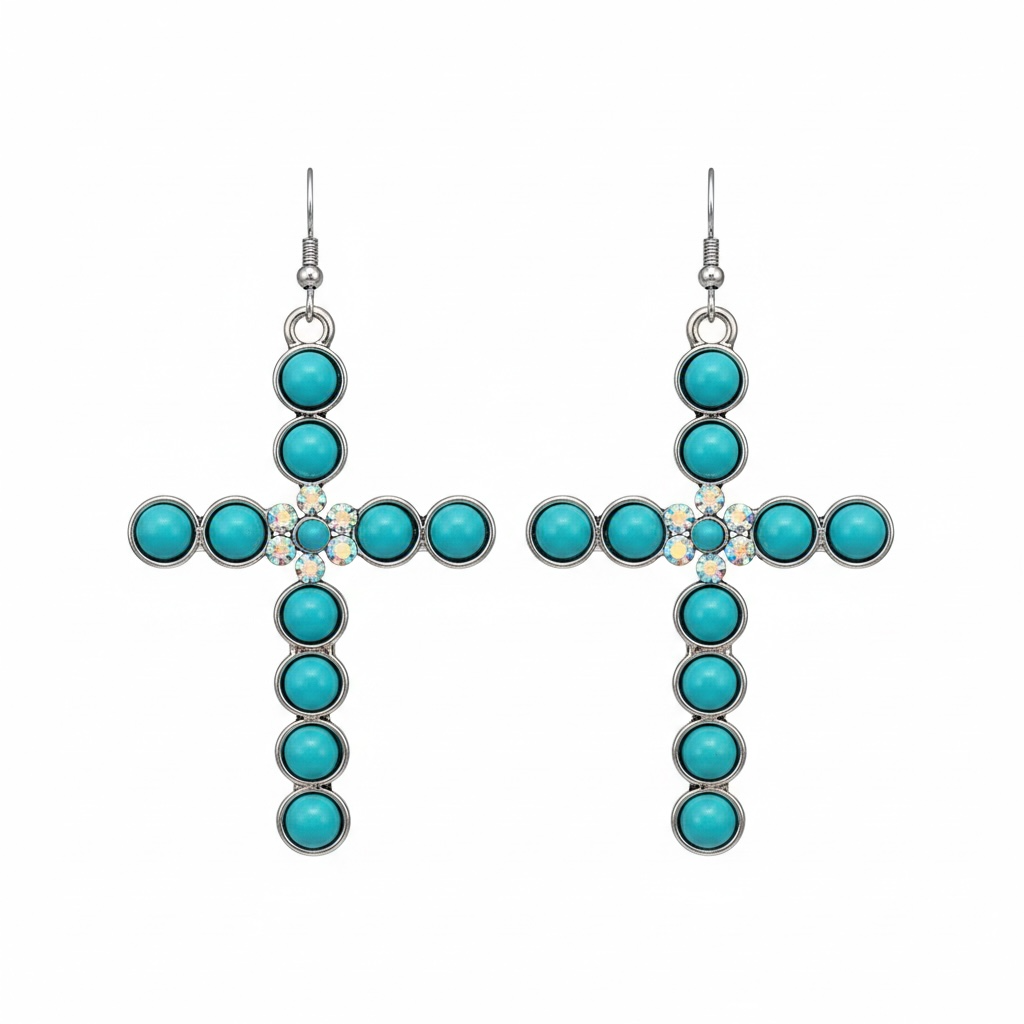 Turquoise cross Ab earrings ￼
