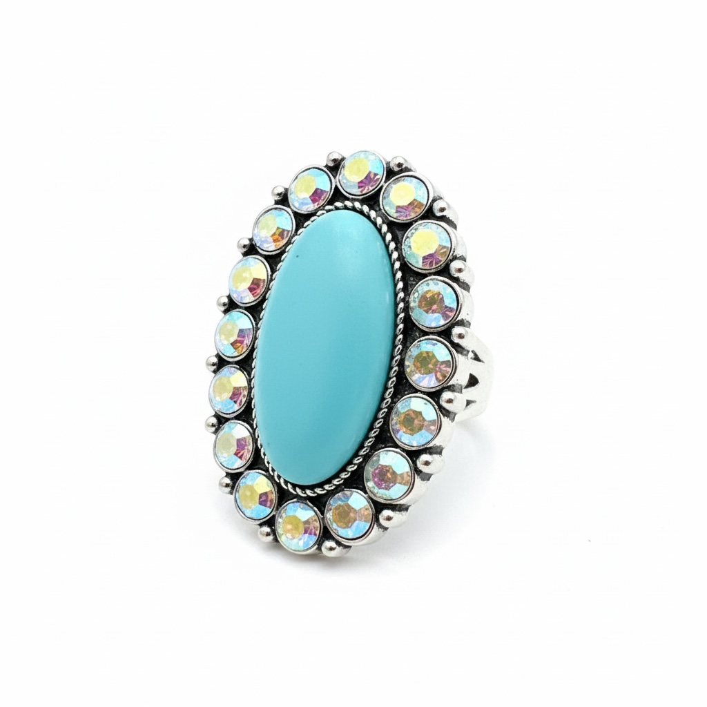 Oval AB turquoise ring￼