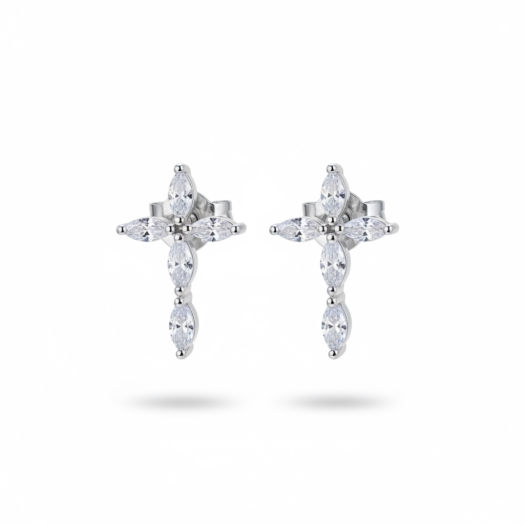 CZ cross earrings