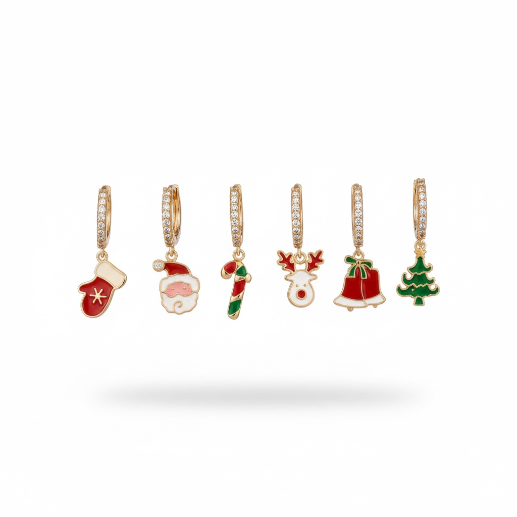 Gold Christmas Cz earrings￼