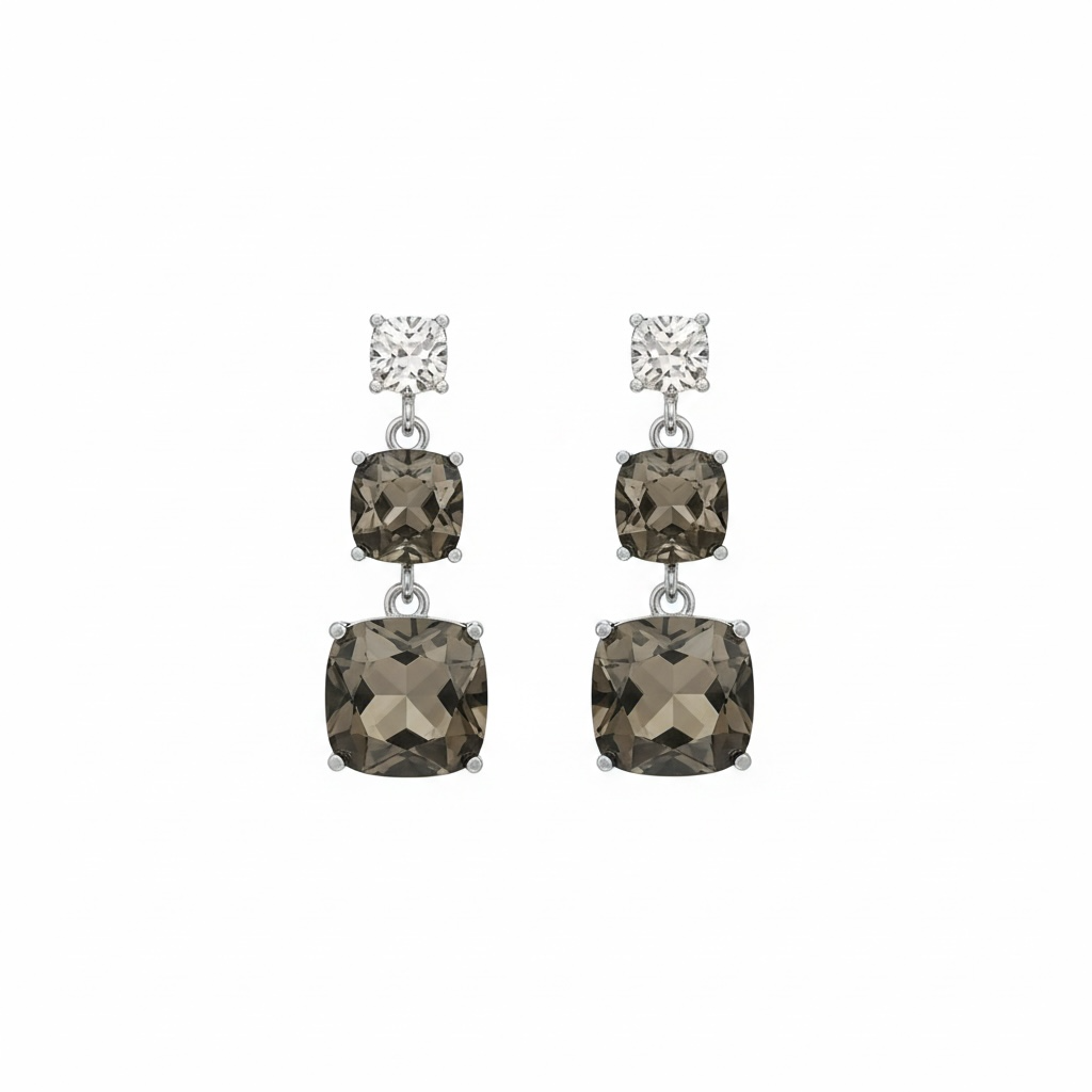 Gunmetal square earrings