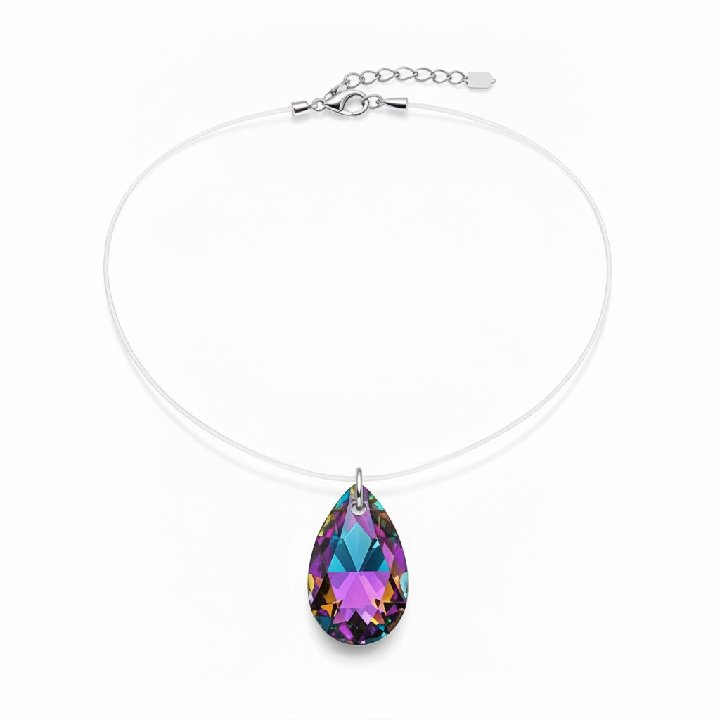Oil slick floating pendent necklace