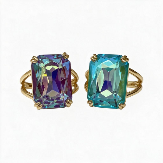 Blue AB gold ring