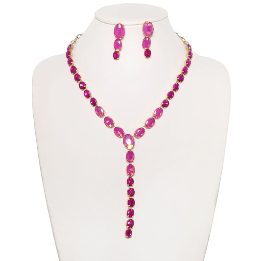 Hot pink opal y necklace