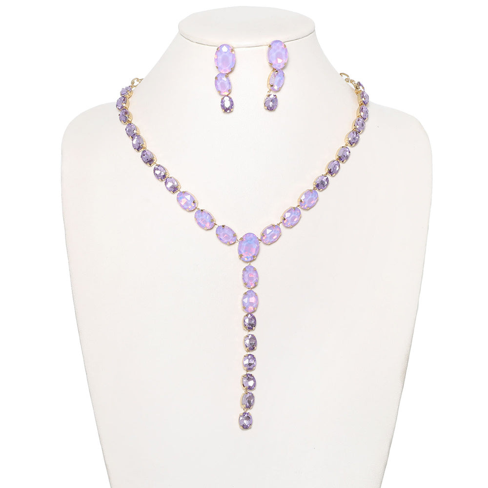 Purple oval y necklace