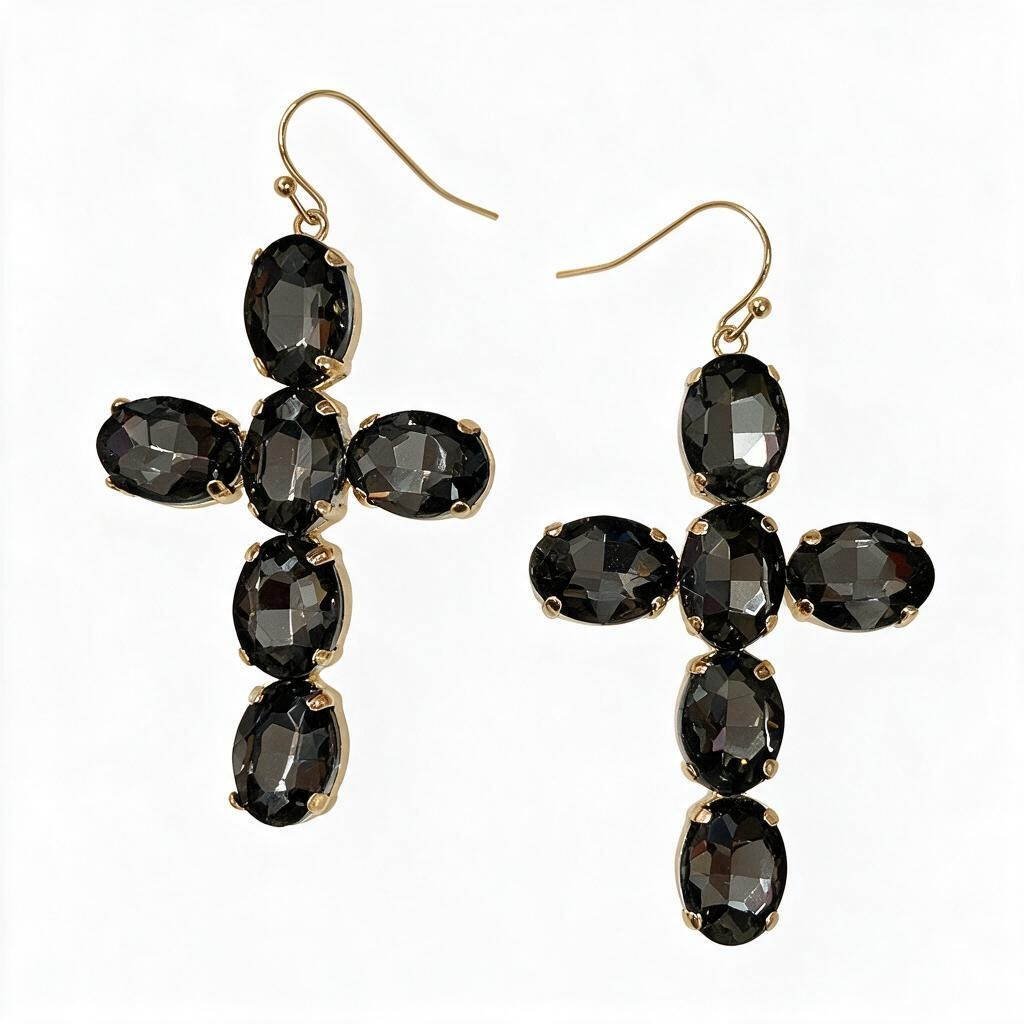 Hemitite cross earrings