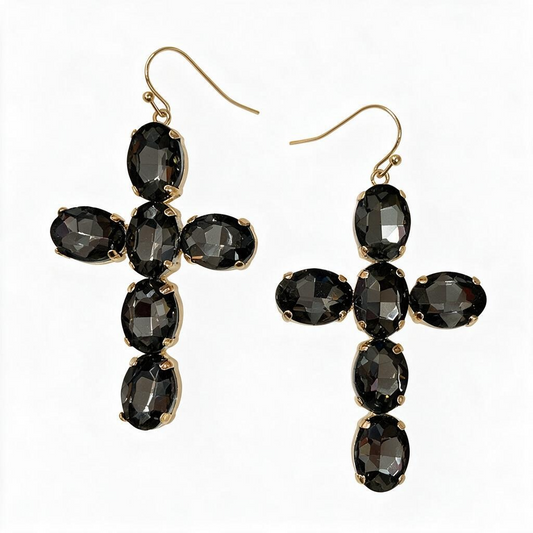 Hemitite cross earrings