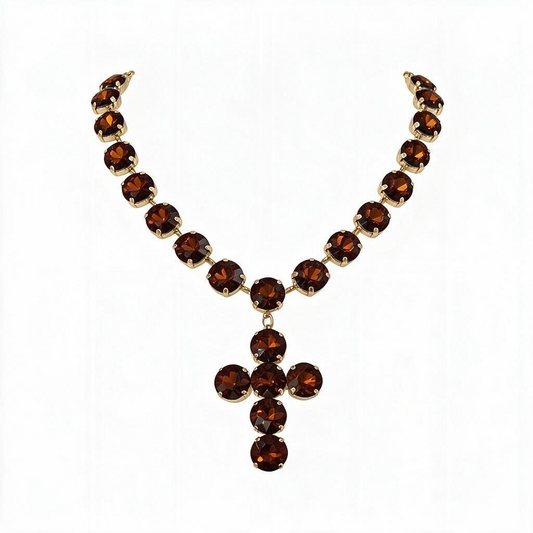 Brown cross necklace