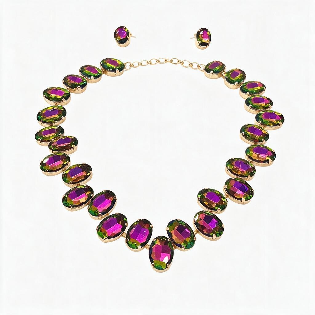 Oil slick oval necklace