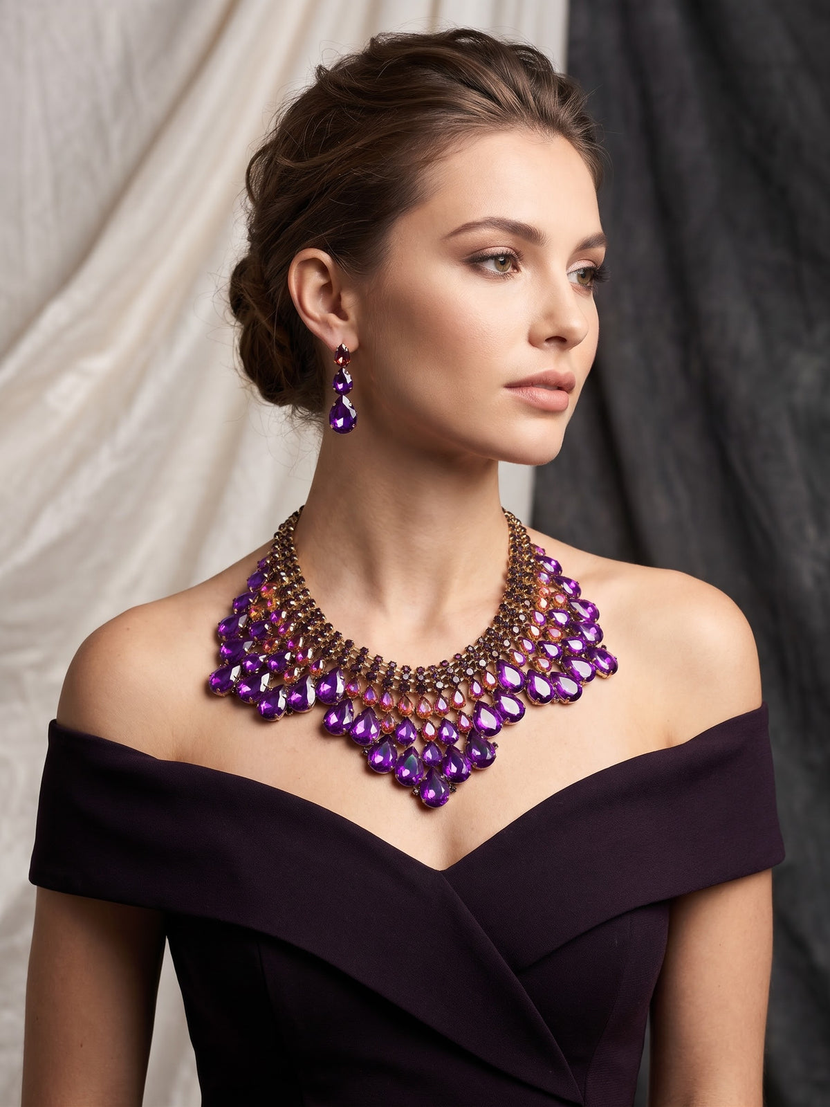 Dark Purple Bib Necklace