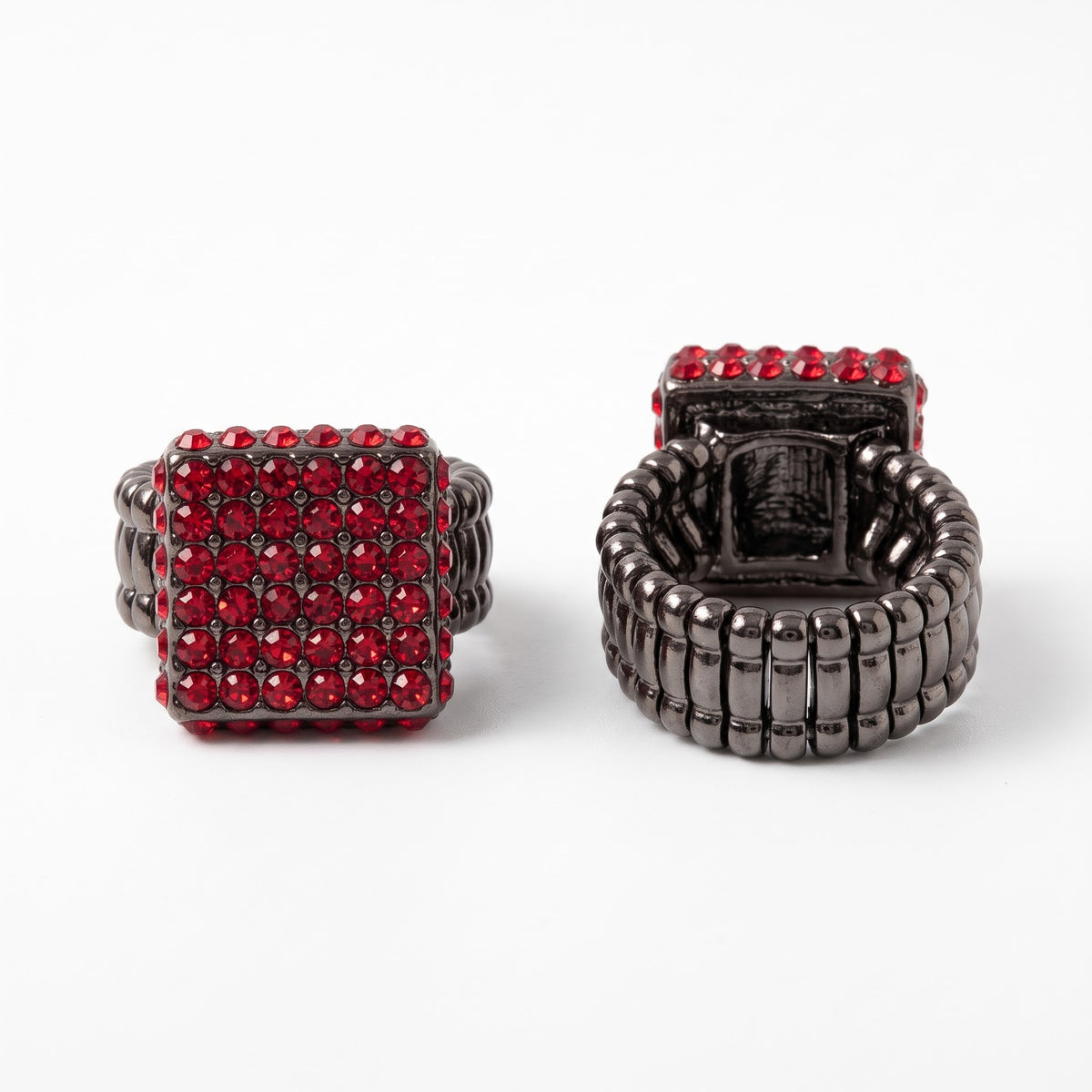 Gunmetal Red Square Ring