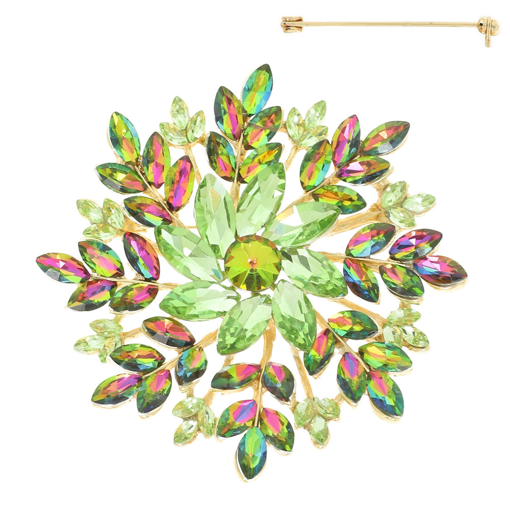 OIL SLICK Flower Crystal Cluster Brooch