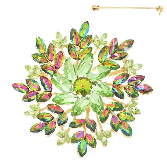 OIL SLICK Flower Crystal Cluster Brooch