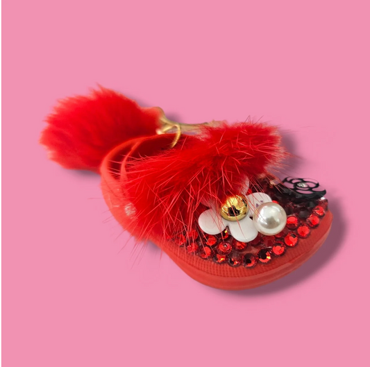 Red Rhinestone Croc Keychain