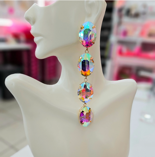 Statement oval ab earrings