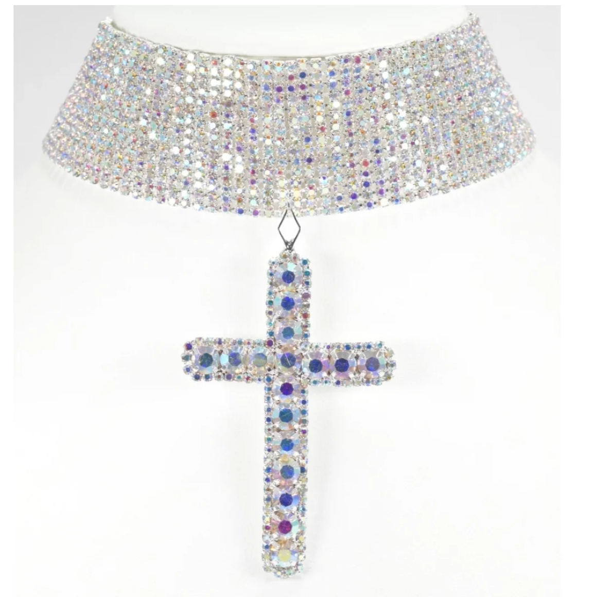 Silver AB Cross Choker
