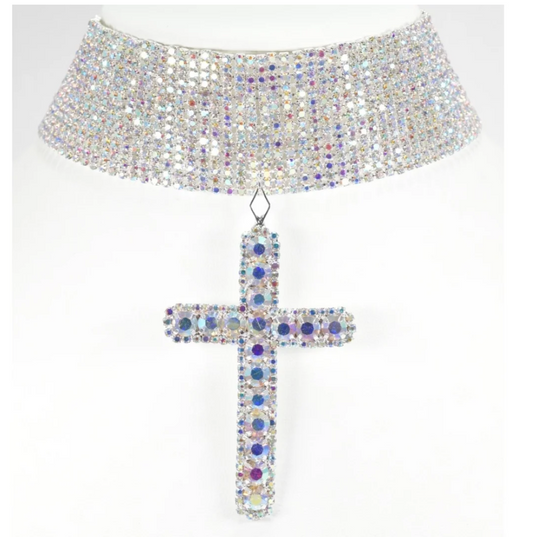 Silver AB Cross Choker
