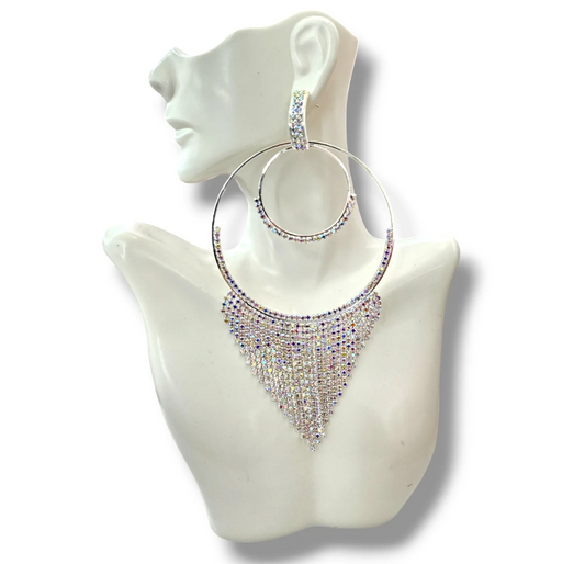 Silver AB Tassle Earrings