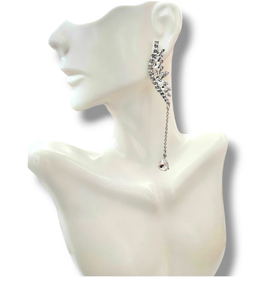 Silver Half Wing Drop Earrings