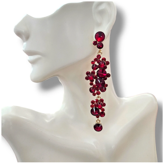Red Rhinestone Drop Earrings