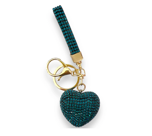 Teal Blue Heart Keychain