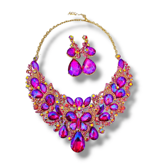 Hot pink butterfly necklace