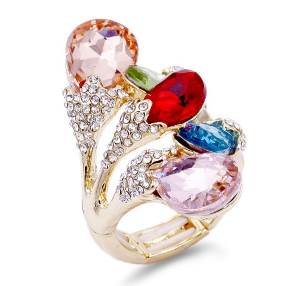GOLD PLATED 5 COLORS CRYSTAL DROP SHAPE