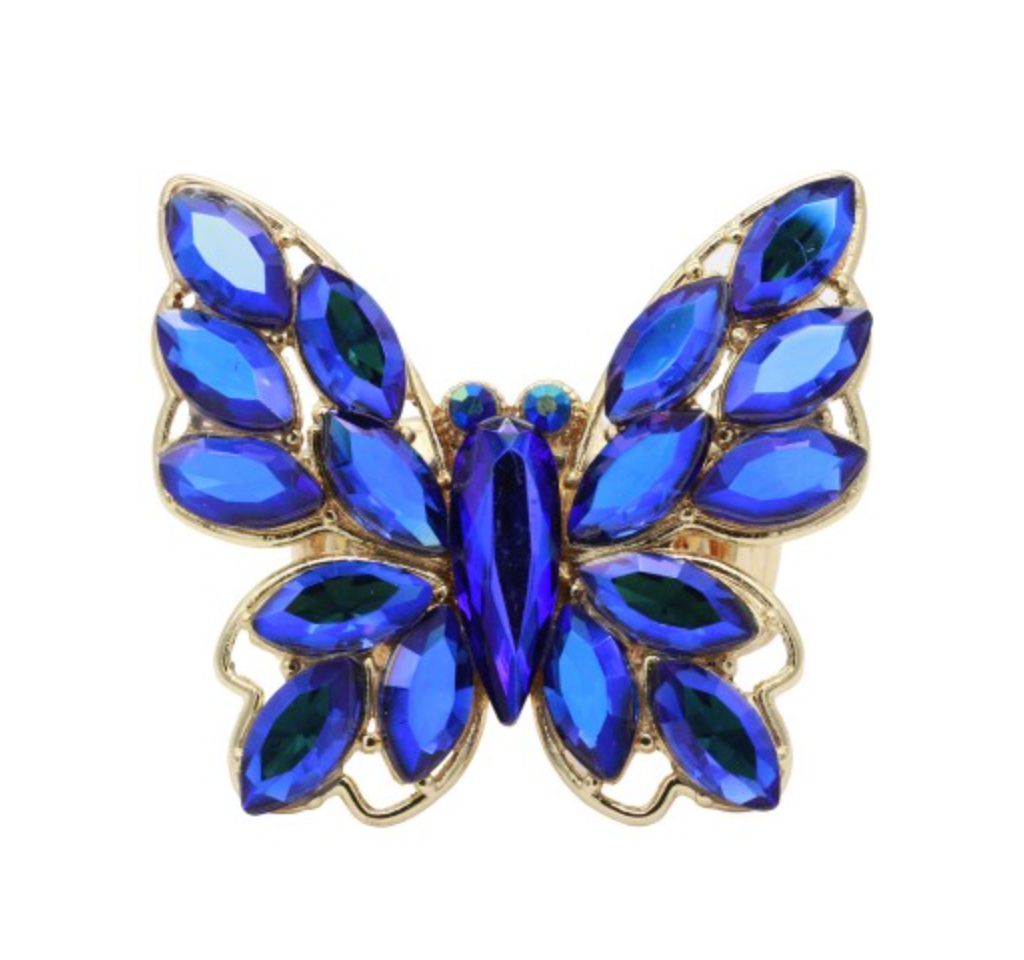 Blue AB Butterfly Ring