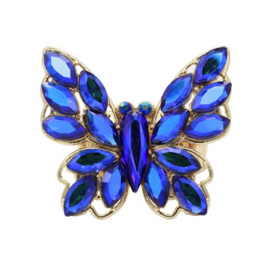 Blue AB Butterfly Ring
