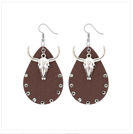 bull horn western earrings