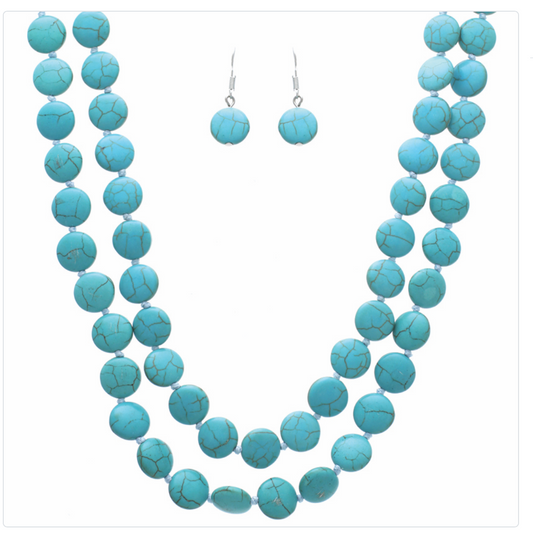 1 strand round knot set stone necklace