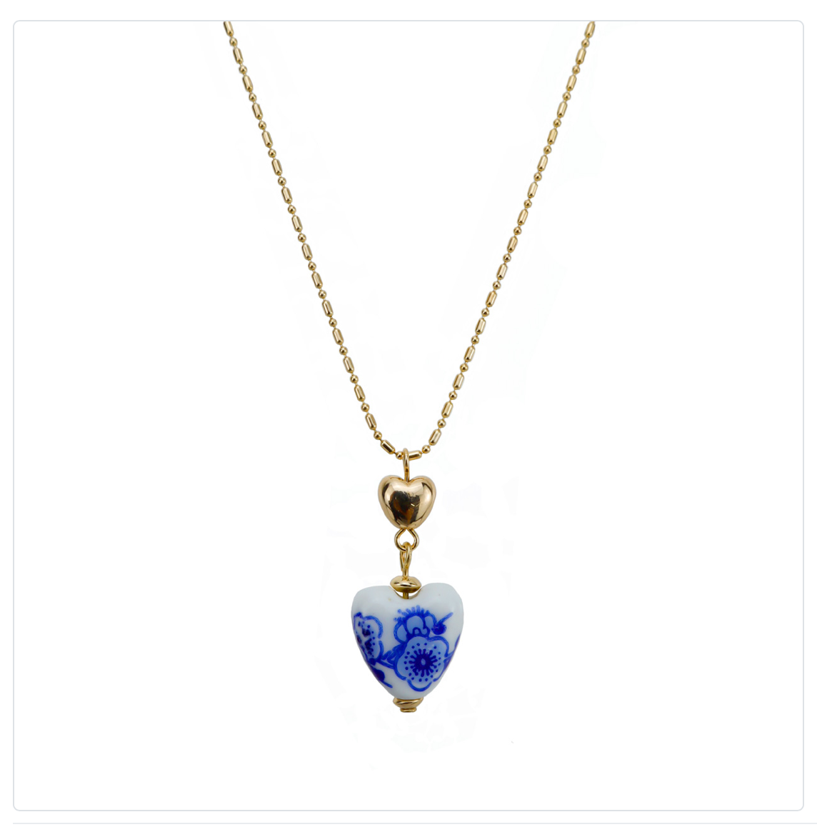 blue bead heart necklace