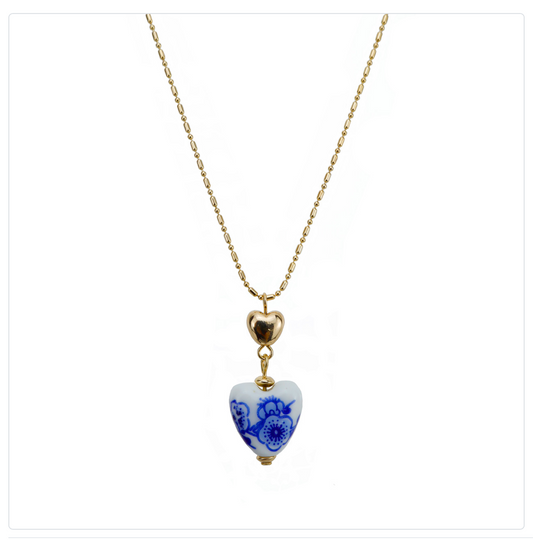 blue bead heart necklace