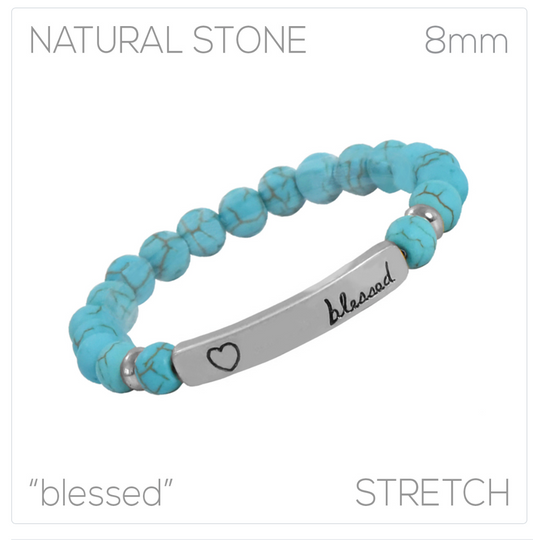 blessed w heart bead bracelet