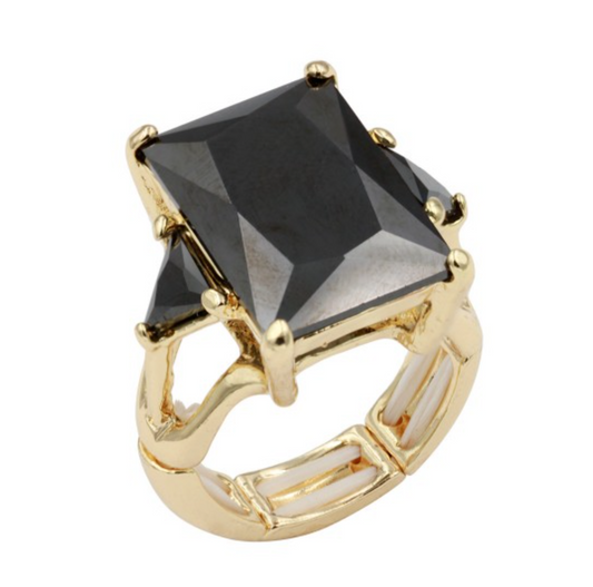Black Zirconia Gold Plated Ring