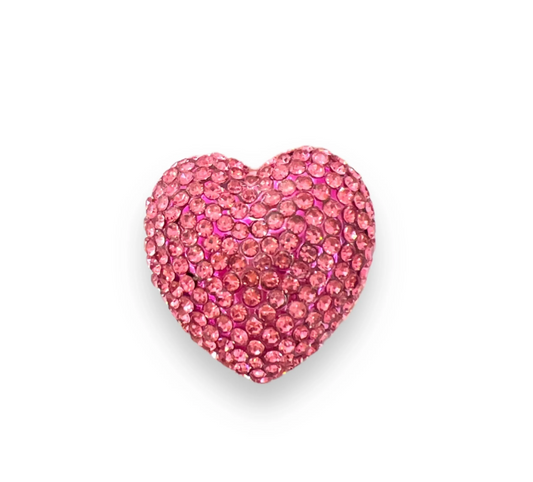 All Rhinestone Pink Heart Ring