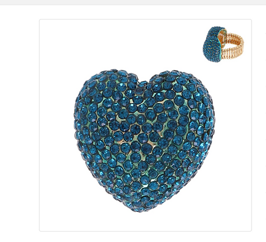 Teal Heart Ring