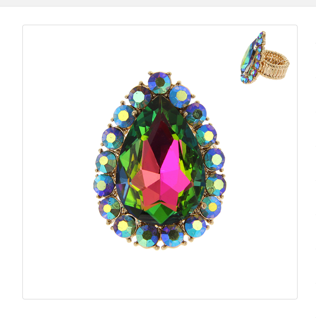 Oil Slick Blue AB Ring