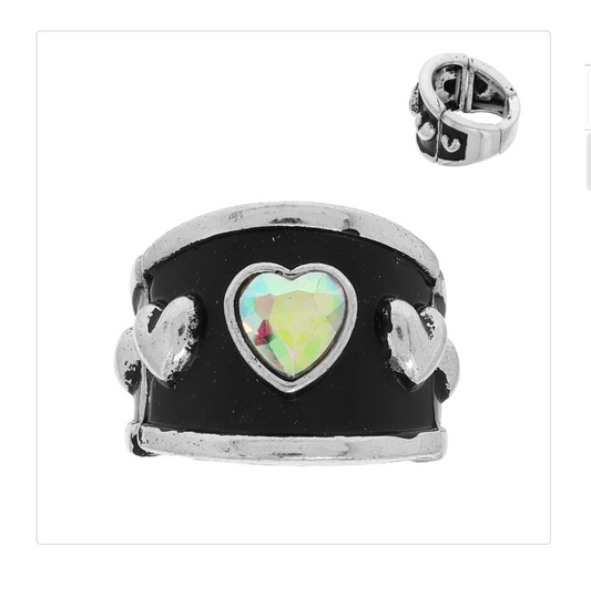 Black AB Heart Ring