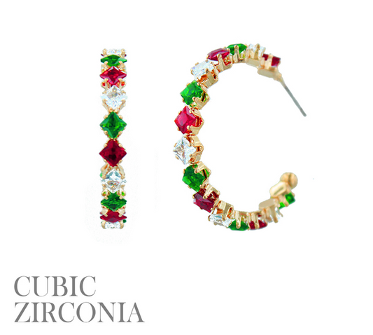 Red Green White Zirconia Hoop