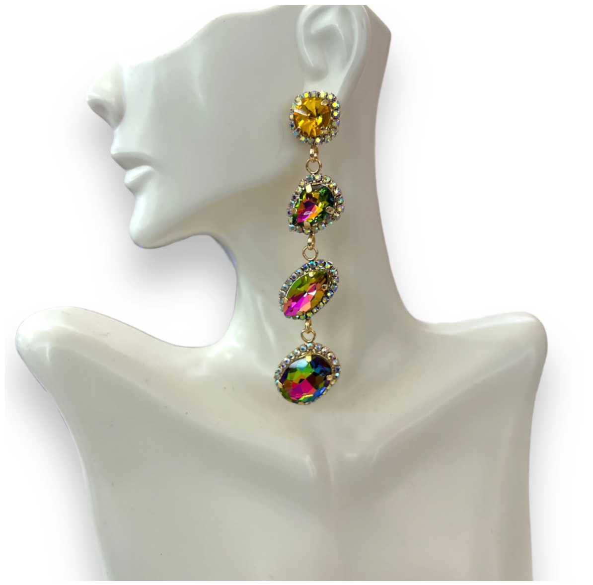 Yellow Oil Slick Drop Earrings